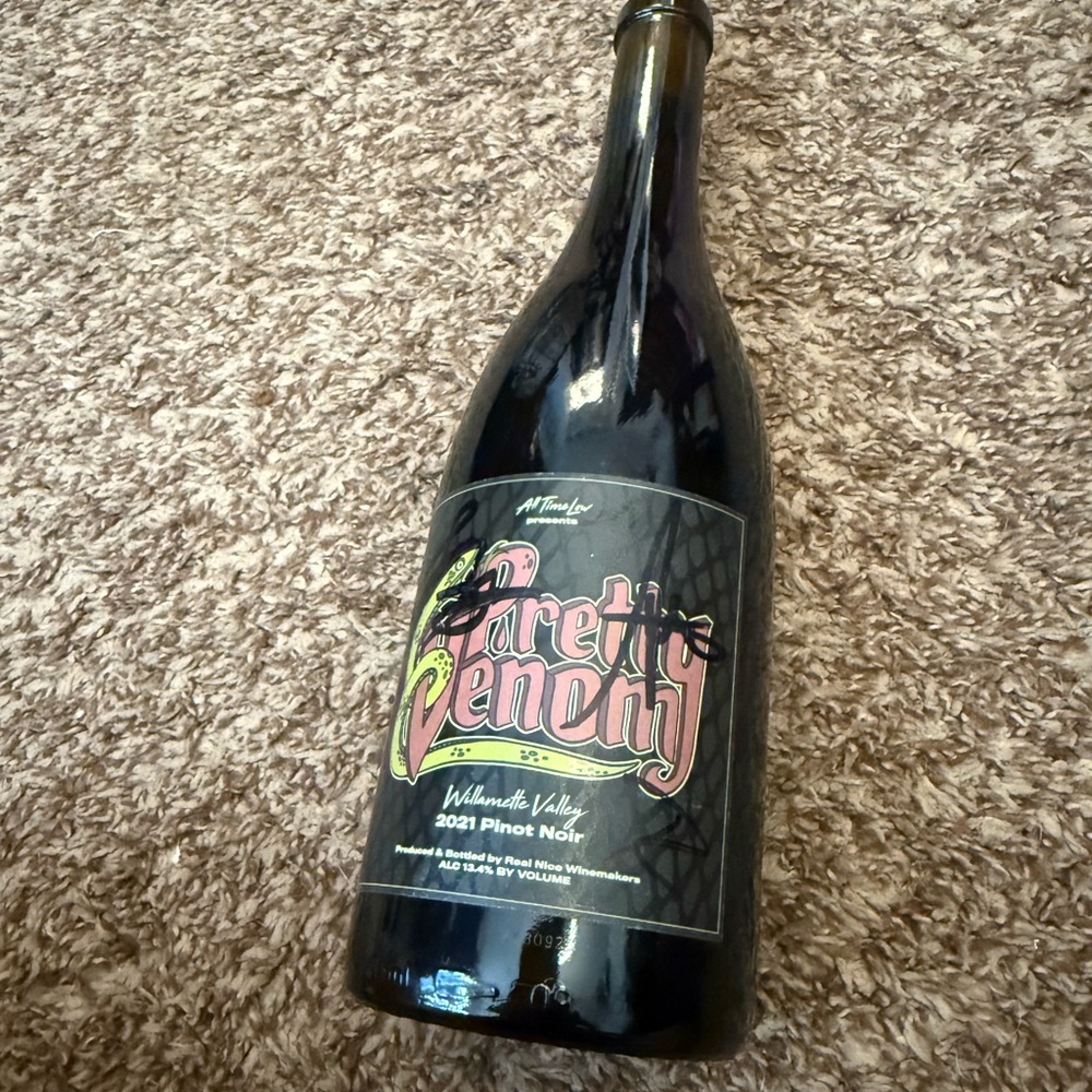 All Time Low Pretty Venom Autographed Empty Wine Bottle